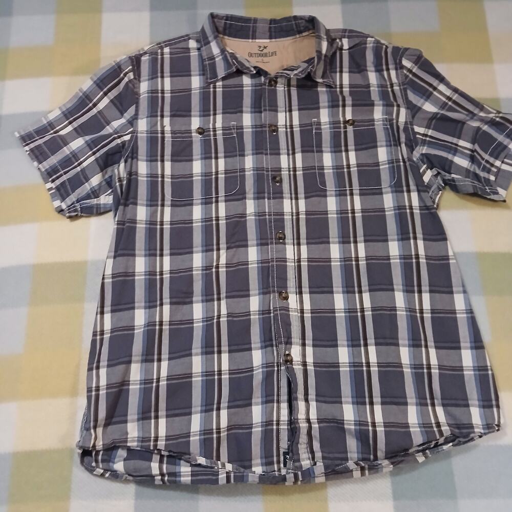 Outdoor Life Mens Shirt Plaid Size Large Blue